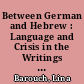 Between German and Hebrew : Language and Crisis in the Writings of Gershom Scholem, Werner Kraft and Ludwig Strauss
