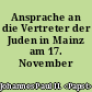 Ansprache an die Vertreter der Juden in Mainz am 17. November 1980